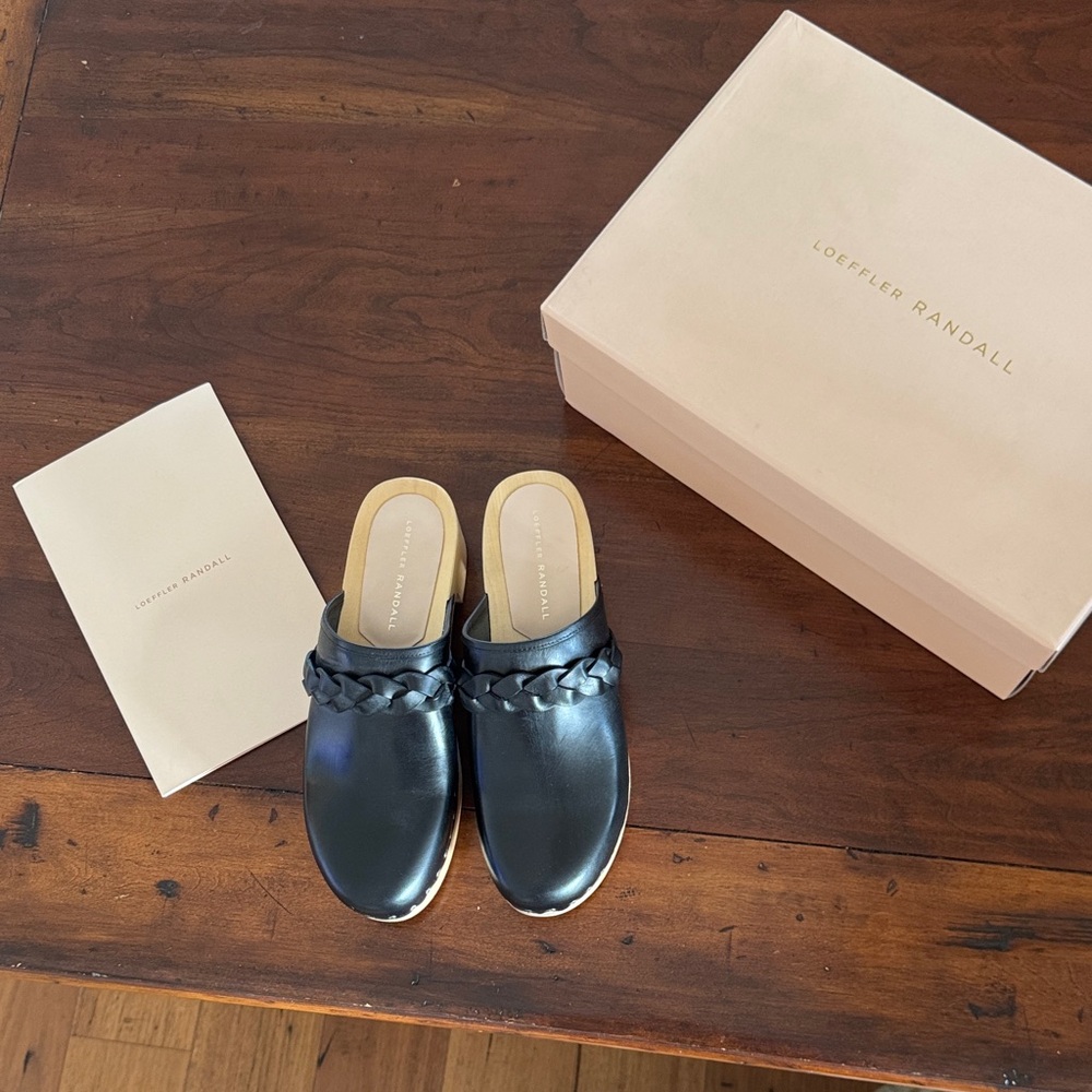 Loeffler Randall Black Braided Leather Polina Clogs
